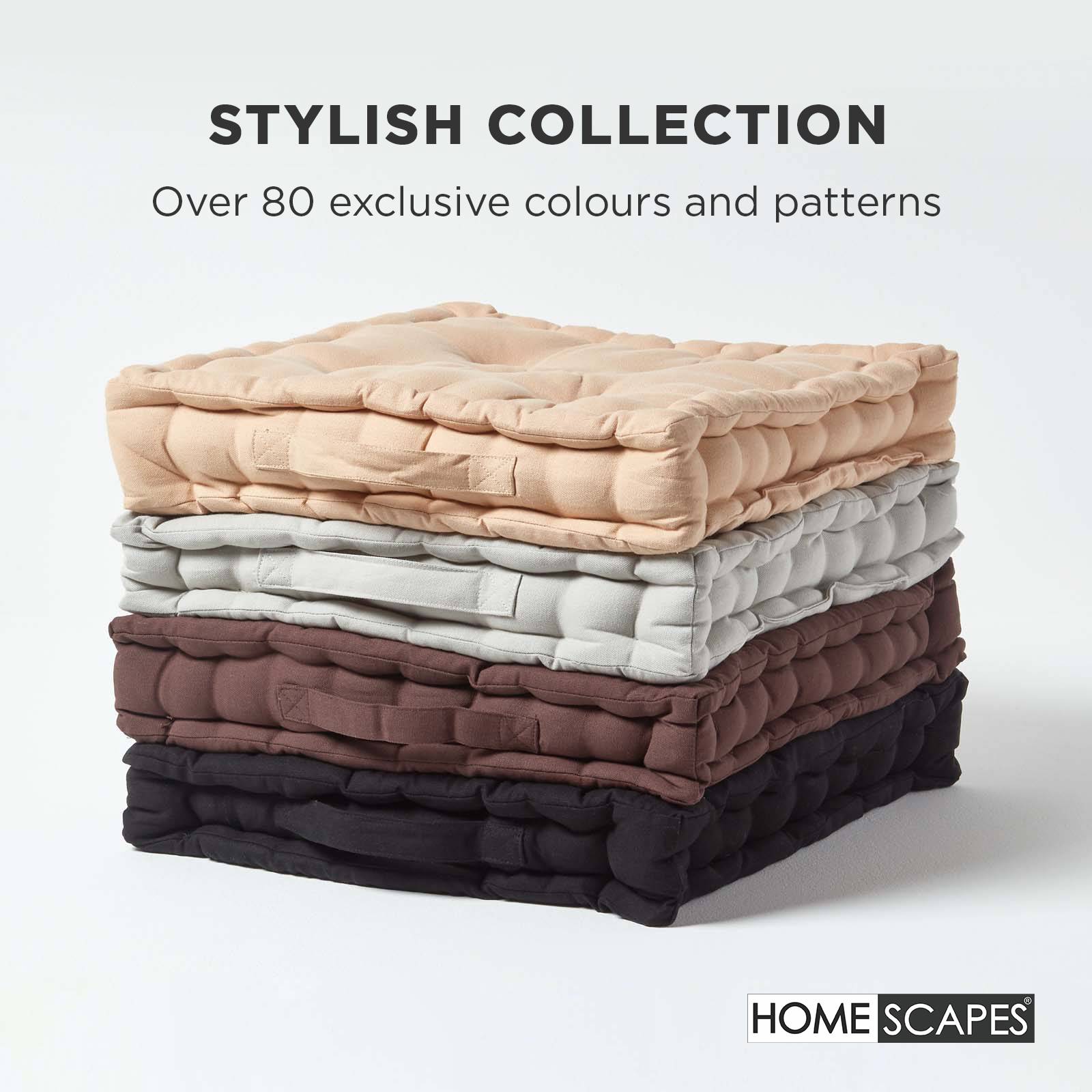 Homescapes Cotton Floor Cushion - 50 x 50 cm - Chocolate Brown - Image 6