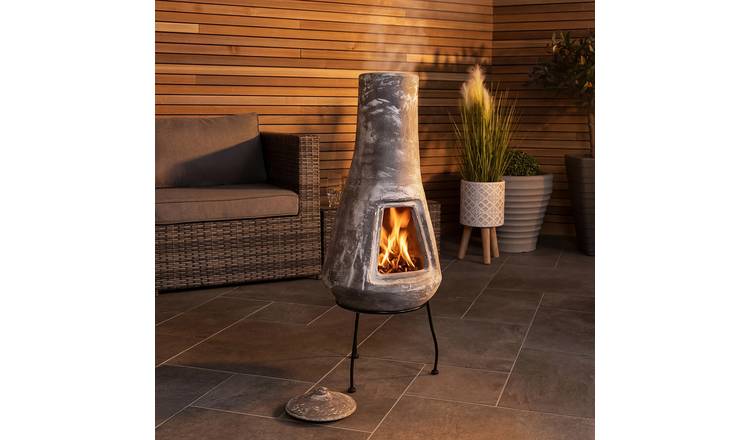 Charles Bentley Snug Medium Barcelona Clay Chiminea - Grey