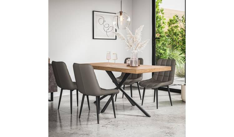 Furniture Online Donni Nova Oak Effect Dining Table & 6 Grey Chairs