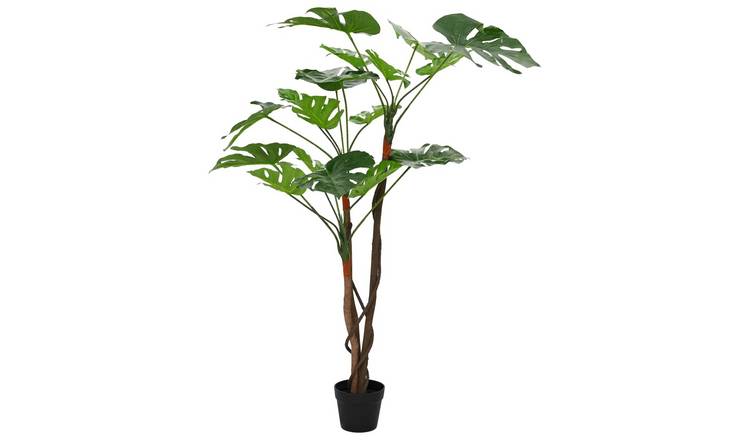 Walplus Wood Artificial Monstera Plant - Green - 70 x 16 x 130 cm