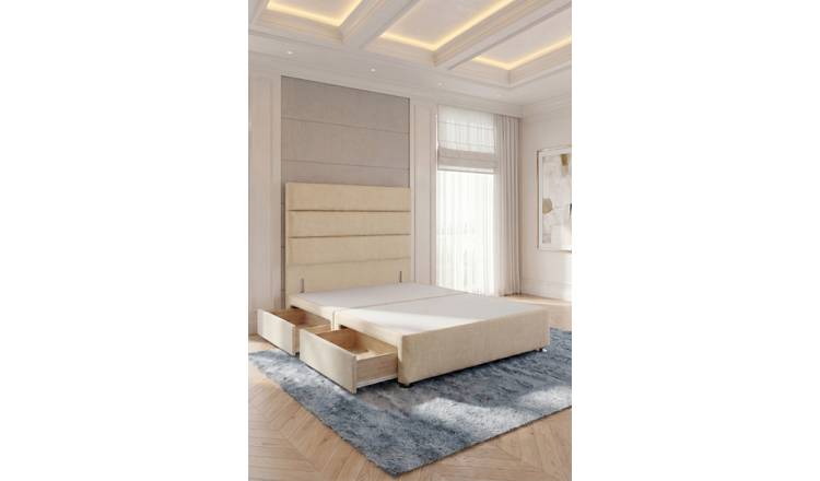 Somnior Regent Linen Super King 2 Drawer Divan Bed 54" Headboard - Beige