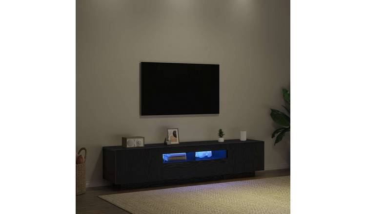 Walplus 2 Piece Engineered Wood 2 Doors TV Cabinet - Black - 180 x 35 x 40 cm