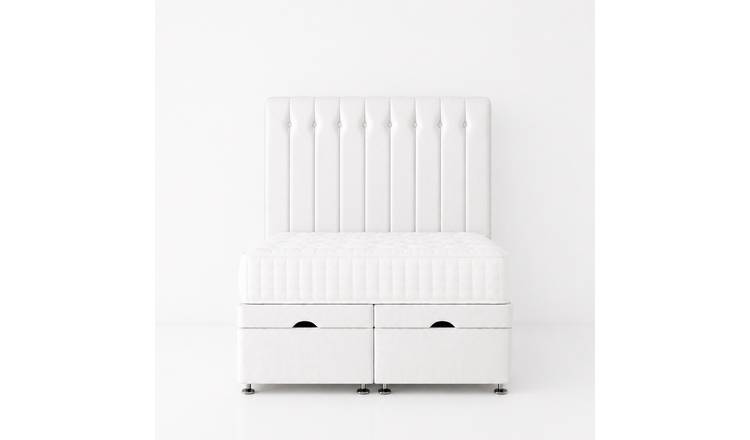 Comfy Deluxe Leo 3ft Single Plush Velvet End Lift Ottoman Bed Set - White