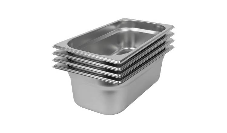 Argon Tableware Steel Gastronorm Containers 1/3 - 3.5L - Set of 4