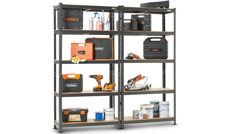 VonHaus Pack of 2 1.8m 5 Tier Garage Shelving Units - Heavy Duty