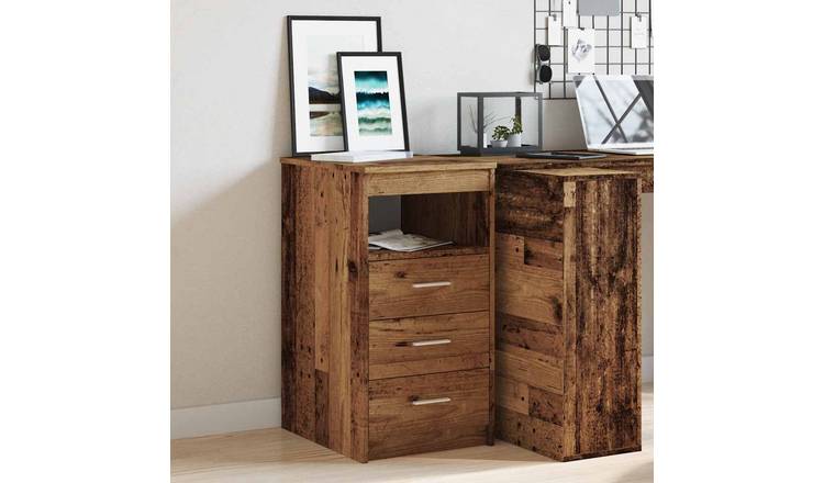 Walplus Engineered Wood 3 Drawer Drawer Cabinet - Dark Wood - 40 x 50 x 76 cm