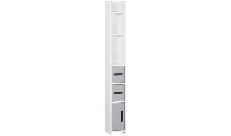 kleankin Freestanding Tall Bathroom Cabinet with Shelves and 3 Cupboards - Grey