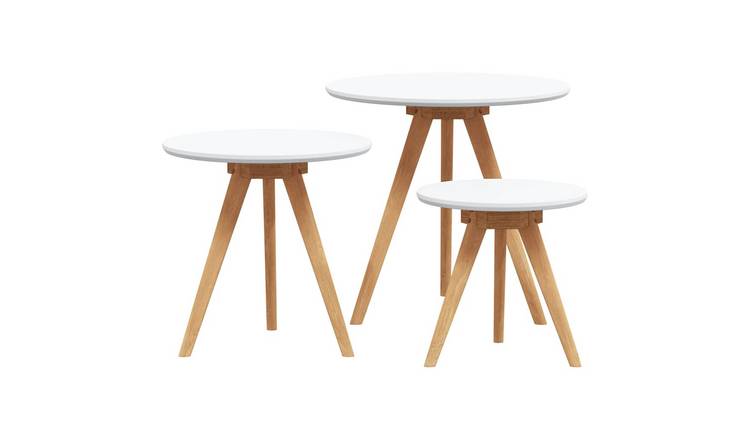 Walplus Pack of 3 Solid Walnut Wood Coffee Table - Brown - 50 x 50 x 46 cm