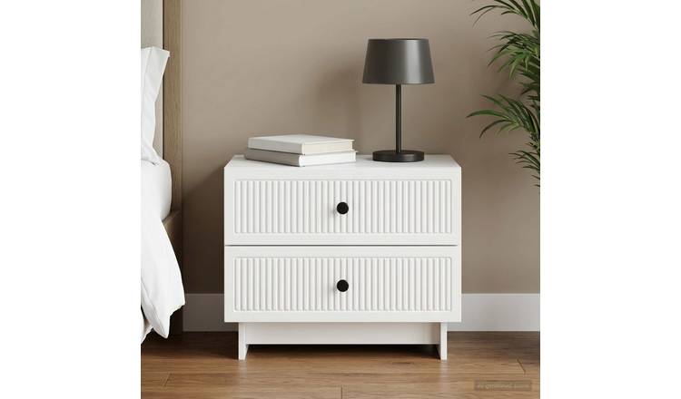 Walplus Engineered Wood Bedside Cabinet - White - 62 x 34.5 x 47.5 cm