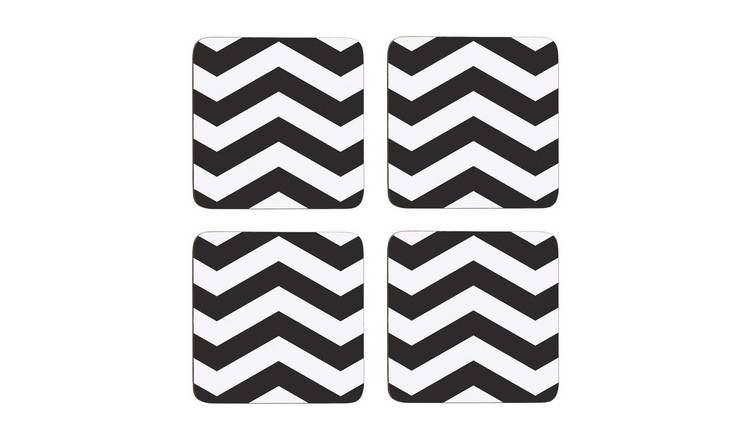 Orsina Set Of 4 Chevron Coasters - Black and White