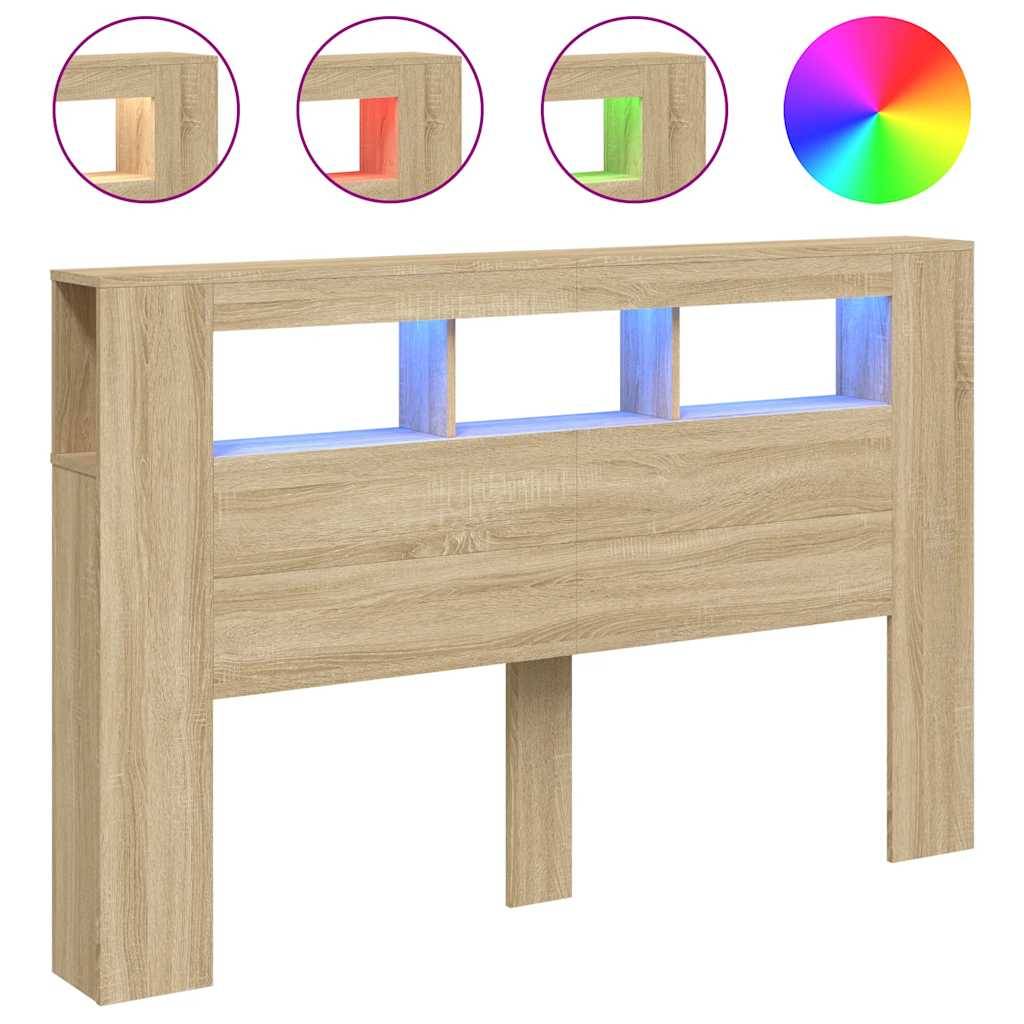 Walplus Engineered Wood LED Headboard - Light Oak - 160 x 18.5 x 103.5 cm - Image 2