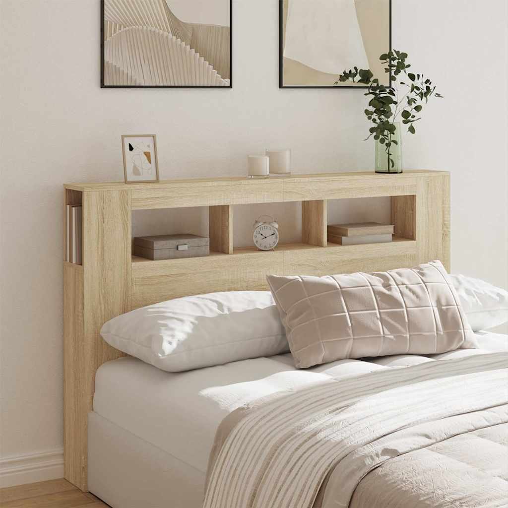 Walplus Engineered Wood LED Headboard - Light Oak - 160 x 18.5 x 103.5 cm - Image 3