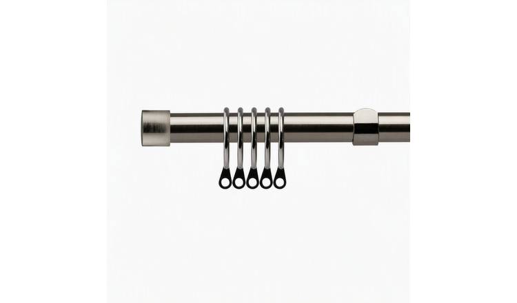New Edge Blinds 16-19mm Black Silk Stud Extendable Curtain Pole - 120cm - 210cm