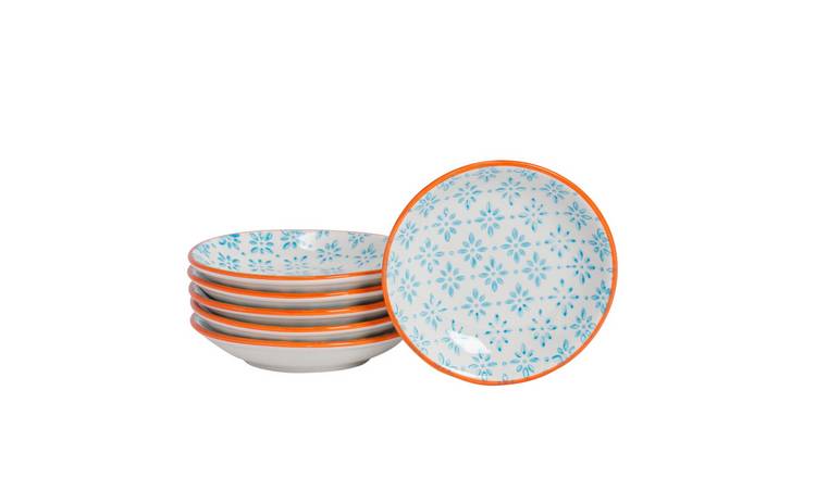 Nicola Spring Hand-Printed Sauce Dishes - Blue - Pack of 6