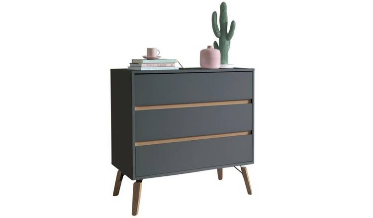 Noa & Nani Otto 3 Drawer Wide Chest Of Drawers - Grey