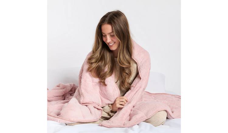 OHS Teddy Fleece 10kg Weighted Blanket - 150x200cm - Blush