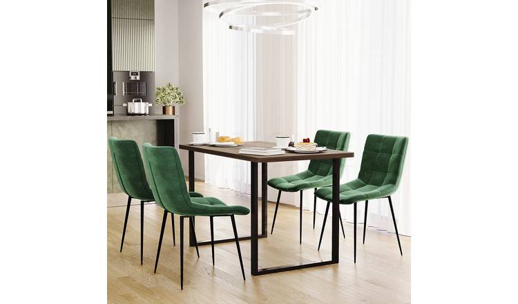 Vida Designs Richton Set Of 4 Fabric Dining Chairs - Green