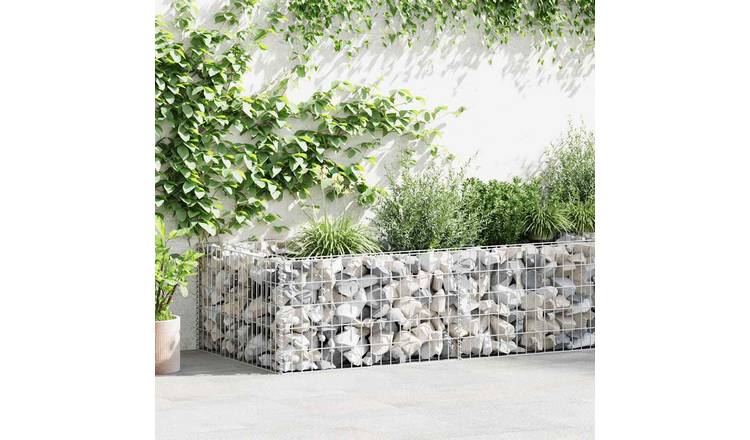 Walplus Galvanised Steel Gabion Planter - Silver - 180 x 90 x 50 cm