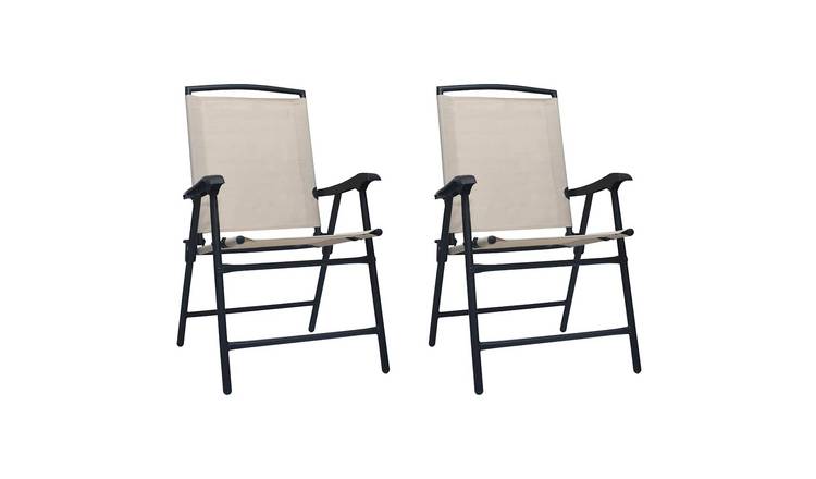 Walplus 2 Piece Textilene Folding Chairs - Cream - 62 x 59 x 93 cm
