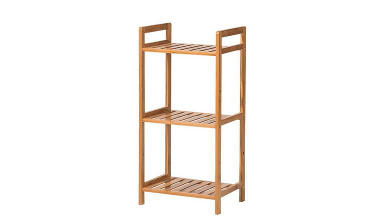 Living and Home 3-Tier 35cm Bamboo Slatted Standing Bookshelf Unit - Natural