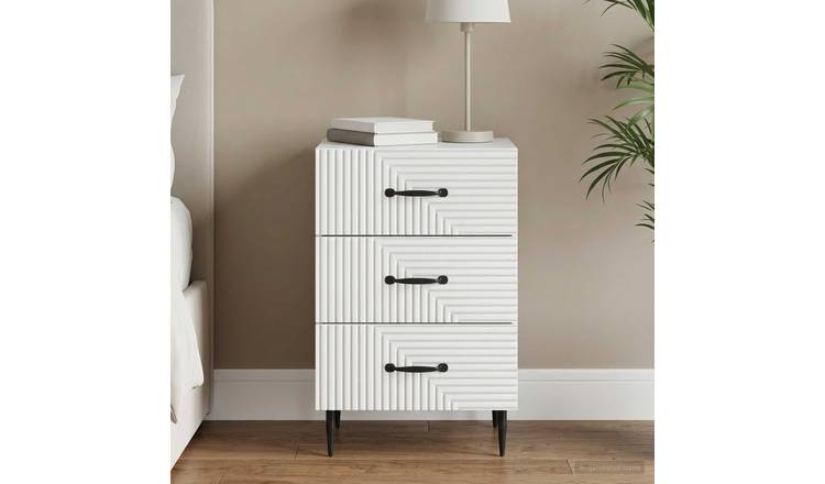 Walplus Engineered Wood Nightstand - White - 43 x 41 x 66.5 cm