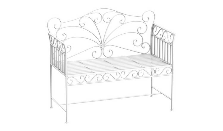 Outsunny 2 Seater Metal Garden Park Bench - White