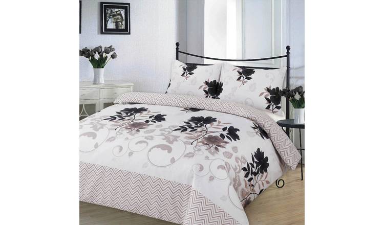 HomeSpace Direct Bethany Black Duvet Cover Set - Double