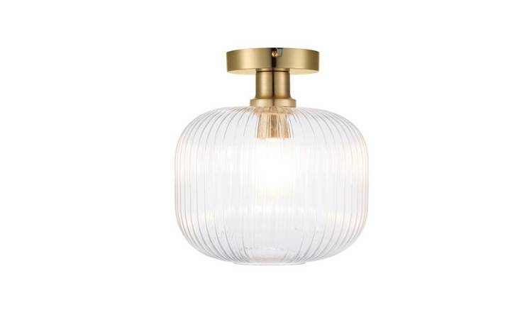 Cosylyte Maple Modern Ribbed Glass Ceiling Light - Brass Base