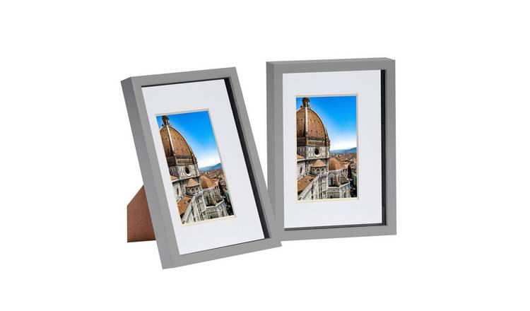 Nicola Spring 3D Box Photo Frames - 8x12" with Mount - Grey - Set of 2