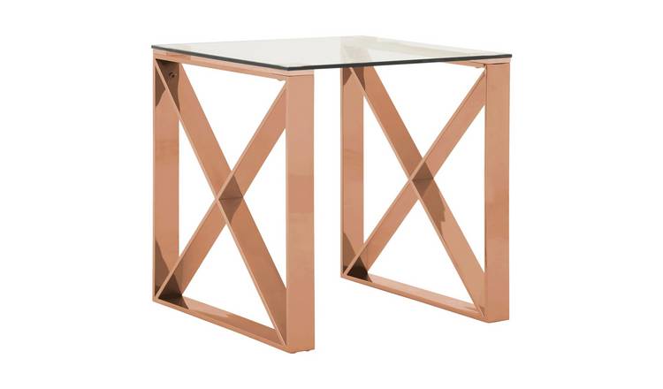 Orsina Allure Glass Cross-Leg Side Table - Gold