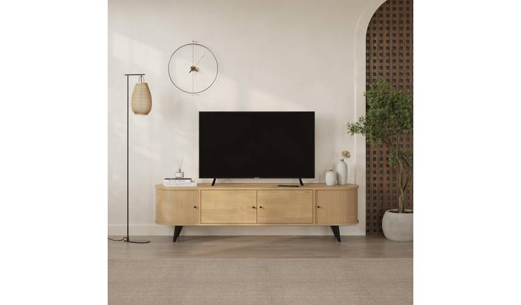 Decortie Gentle Corner TV Unit, Particleboard and Metal Frame - Oak