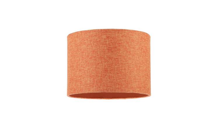 Happy Homewares Sleek Orange Natural Linen Fabric Drum Lampshade - 25cm