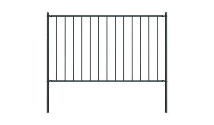 Walplus Steel Fence Panel Woerden with Posts - Anthracite - 1.7 x 1.25 m
