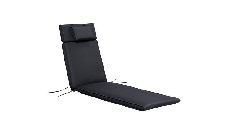 Outsunny Outdoor Sun Lounger Cushions with Pillow - Black