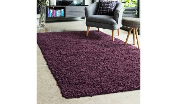 Mega Flooring Purple Shaggy Plain Rug - 60 x 110cm