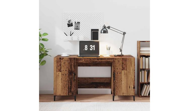 Walplus Engineered Wood Work Desk - Dark Wood - 140 x 50 x 75 cm