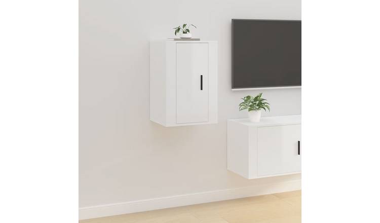 Walplus Engineered Wood TV Wall Cabinet - High Gloss White - 40 x 34.5 x 60 cm