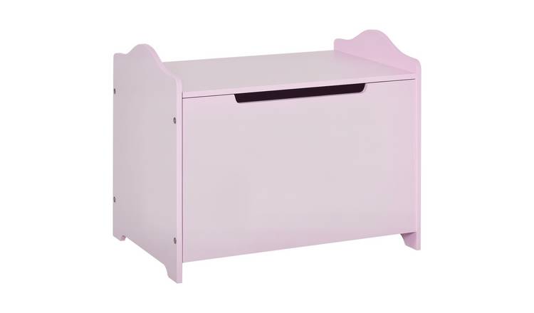 HOMCOM Single Wooden Toy Box with Seat Kids Storage Bench - Pink