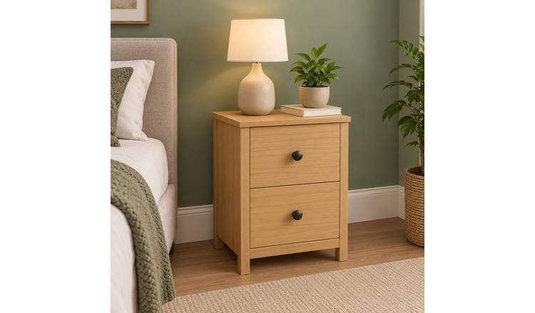 Home Treats Venice Bedside Table 2 Drawers - Pine