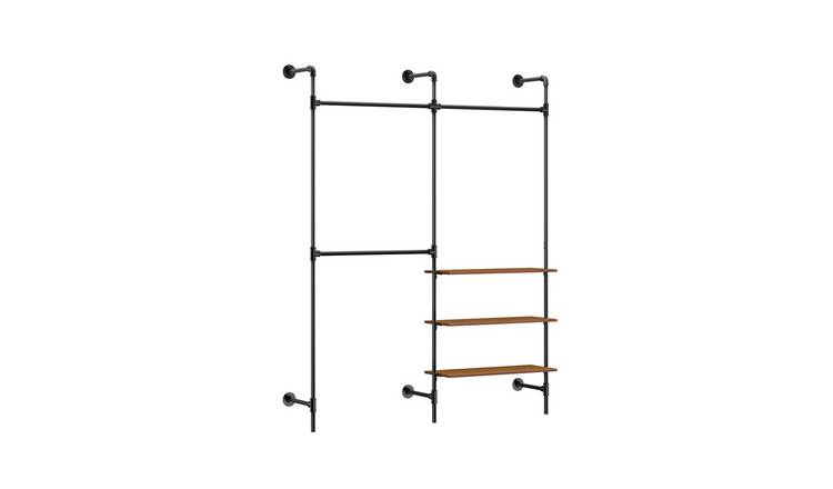 SoBuy 3 Hanging Rails 3 Shelf Wall-mounted Clothes Rail - Black