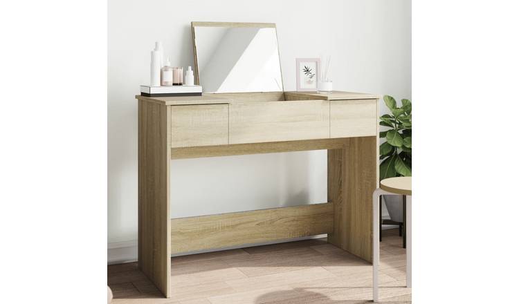 Walplus Glass Dressing Table - Sonoma Oak - 100 x 45 x 76 cm