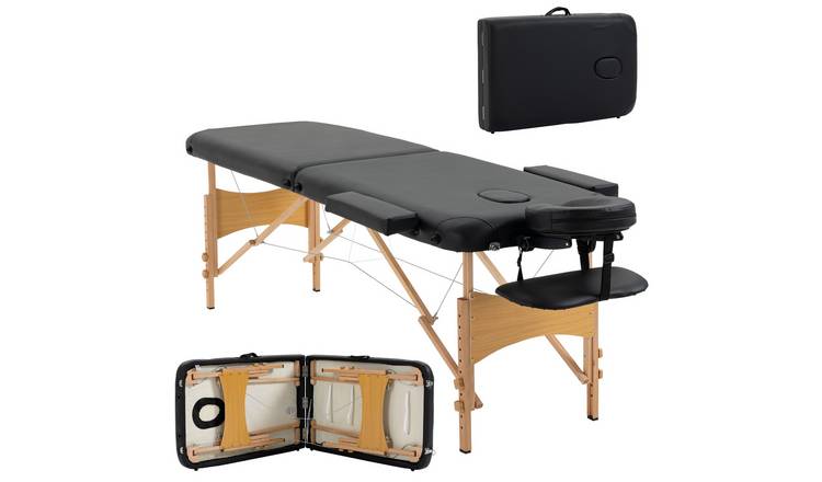 HOMCOM Wooden Foldable Massage Portable Bed Folding Spa Beauty - Black