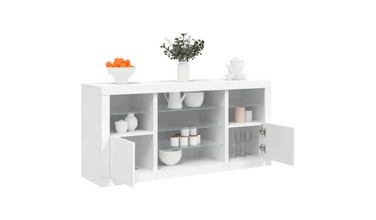 Walplus LED Engineered Wood Buffet Sideboard - White - 142.5 x 37 x 67 cm