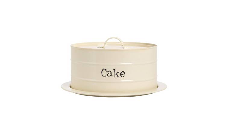 Harbour Housewares Vintage Metal Kitchen Cake Tin - Cream