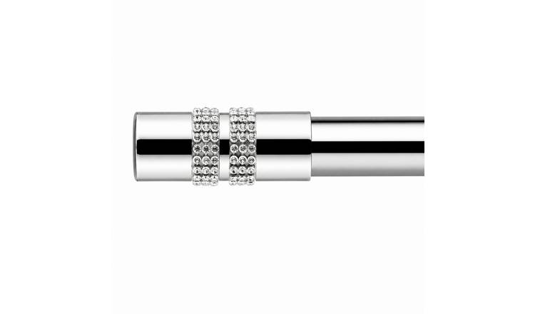 New Edge Blinds 16-19mm Chrome Sparkle Eyelet Curtain Pole - 120cm - 210cm