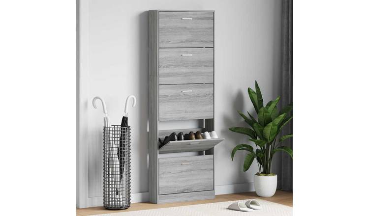 Walplus Engineered Wood Shoe Cabinet - Grey Sonoma - 59 x 17 x 169 cm