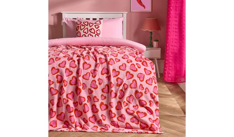 OHS Heart Leopard Blanket Throw 125 x 150cm - Pink/Red