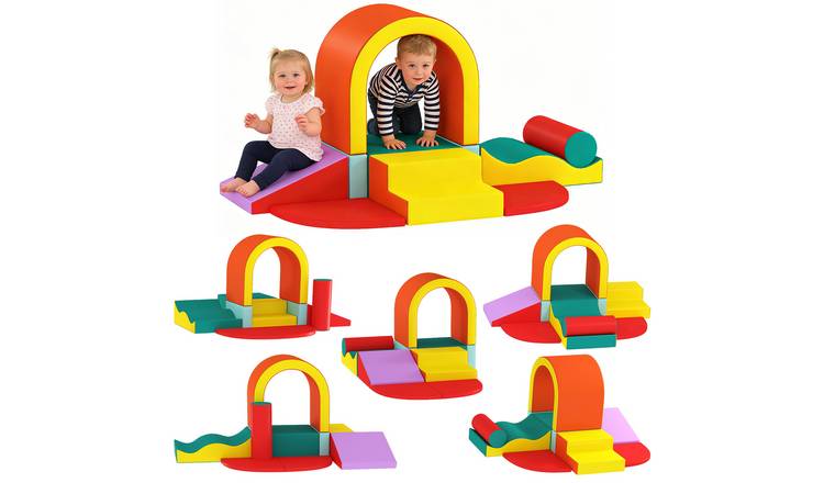 AIYAPLAY 10PCs PU Leather Foam Climb Crawl Kids Soft Play Set - Multicolored
