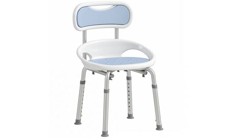 HOMCOM Aluminium Alloy Shower Chair with Back and Enclosed Side Support