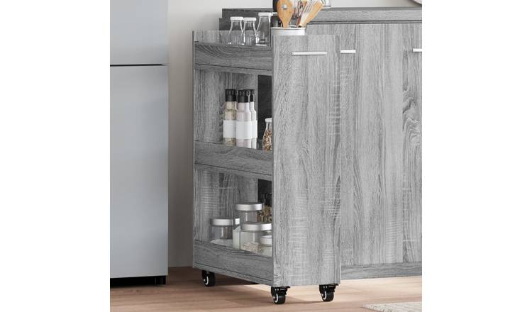 Walplus Engineered Wood Lockable Cabinet - Grey and Oak - 60 x 22 x 79 cm